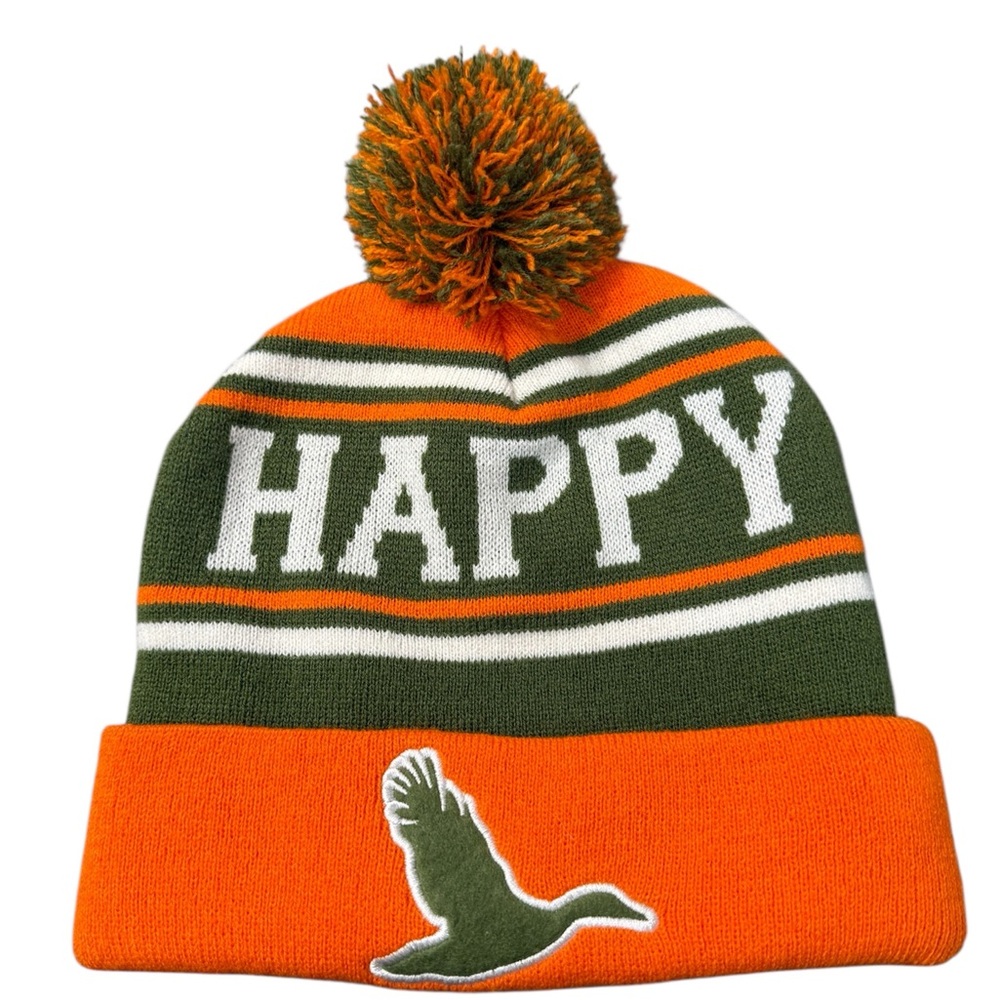 Duck Dynasty Happy Toque Beanie Green Orange Unisex One Size EUC